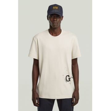 Tricou din bumbac organic cu imprimeu logo - Alb murdar