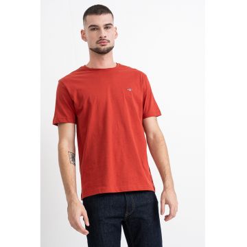 Tricou din bumbac Shield - Caramiziu