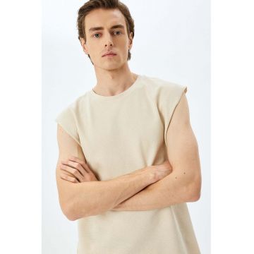 Tricou lejer cu aspect texturat - Bej