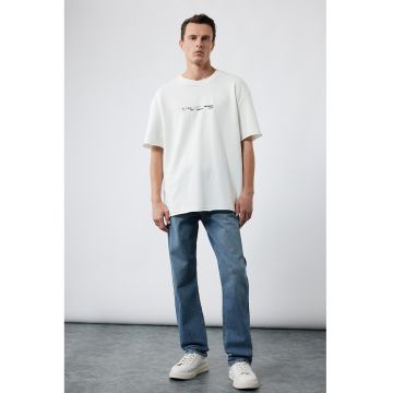 Tricou lejer cu text - Alb optic