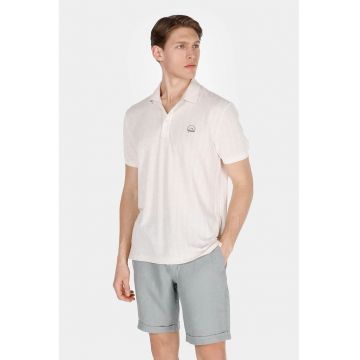 Tricou polo din amestec de in - Bej deschis