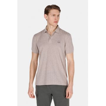 Tricou polo din amestec de in - Bej melange