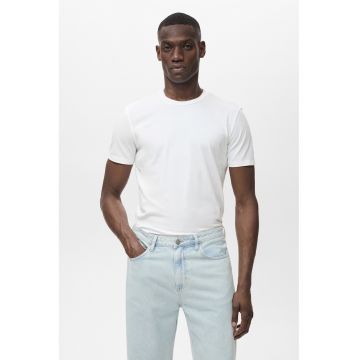 Tricou regular-fit cu decolteu la baza gatului - Alb optic