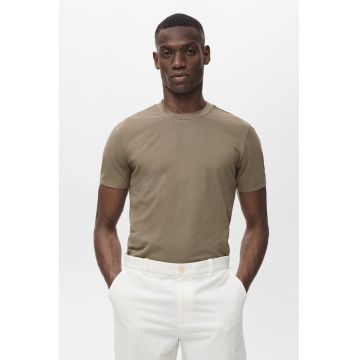 Tricou regular-fit cu decolteu la baza gatului - Maro