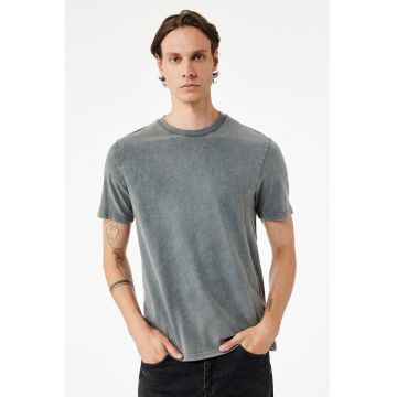 Tricou regular fit cu model uni - Gri inchis