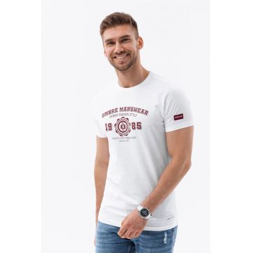 Tricou regular fit din bumbac cu imprimeu text - Rosu/Alb