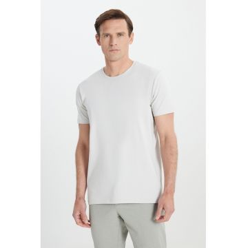 Tricou slim-fit cu model uni