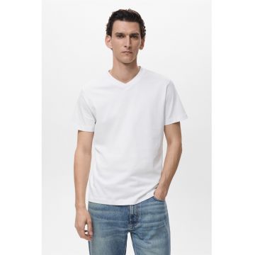 Tricou slim fit din bumbac - Alb optic