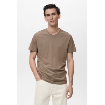 Tricou slim fit din bumbac - Maro inchis