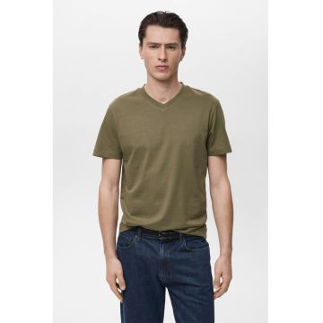Tricou slim fit din bumbac - Verde masliniu