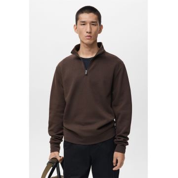 Bluza de trening cu fermoar scurt - Maro inchis