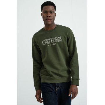 Bluza de trening cu logo brodat - Verde aquamarin/Alb murdar