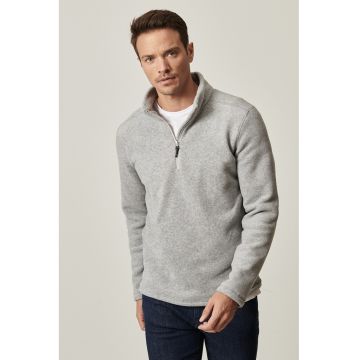 Bluza de trening din fleece cu fenta cu fermoar - Gri melange