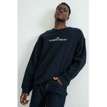 Bluza de trening lejera cu maneci cazute - Alb murdar/Bleumarin