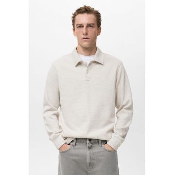 Bluza de trening polo cu model uni - Alb murdar