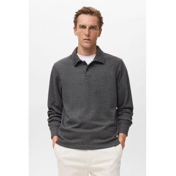 Bluza de trening polo cu model uni - Gri antracit