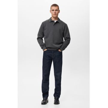 Bluza polo din amestec de bumbac - Gri inchis