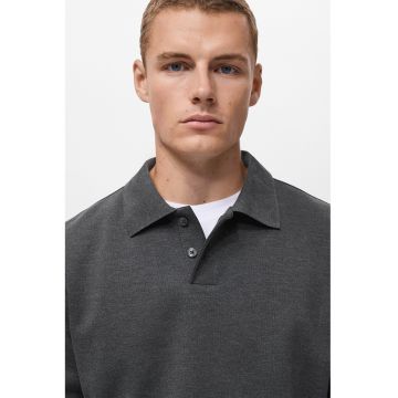 Bluza polo din amestec de bumbac - Gri inchis