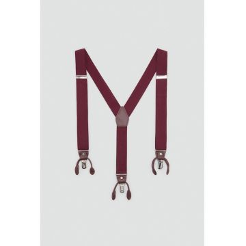 Bretele cu insertii din piele - Visiniu