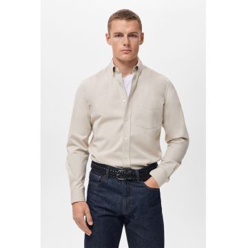 Camasa din bumbac cu maneci lungi - Alb fildes