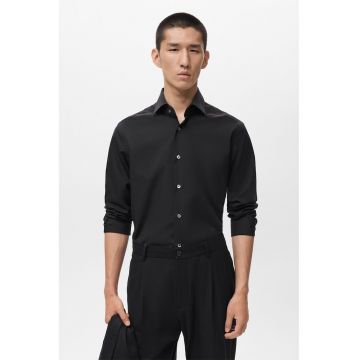 Camasa uni cu guler fixat cu nasturi - Negru