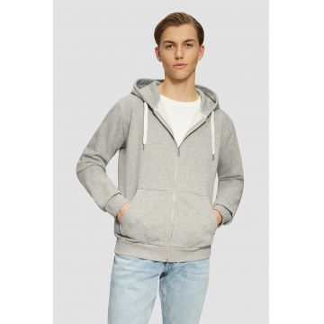 Hanorac barbati din molton cu fermoar bleumarin inchis - Gri deschis melange