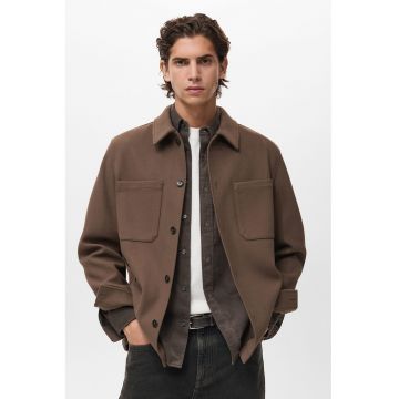 Jacheta-camasa cu buzunare aplicate - Maro inchis