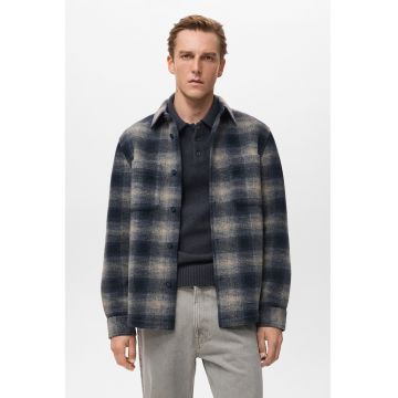 Jacheta-camasa cu model in carouri - Albastru ultramarin/Bej