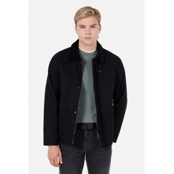 Jacheta cu fermoar si guler inalt - Negru