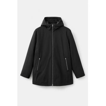Jacheta cu finisaj rezistent la apa cu gluga - Negru