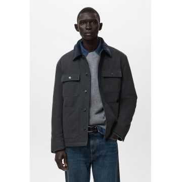 Jacheta cu guler din reiat - Gri carbune