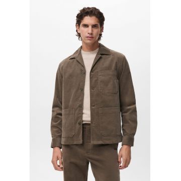 Jacheta din amestec de bumbac cu buzunare - Maro inchis