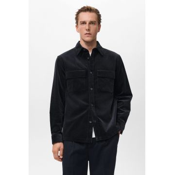 Jacheta din amestec de bumbac cu nasturi - Albastru ultramarin