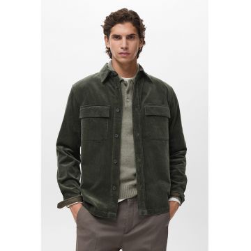 Jacheta din amestec de bumbac cu nasturi - Kaki inchis