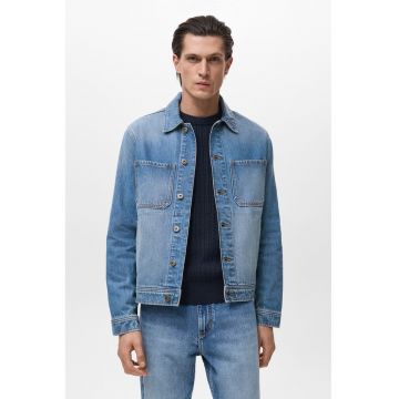 Jacheta din denim cu aspect decolorat - Albastru deschis