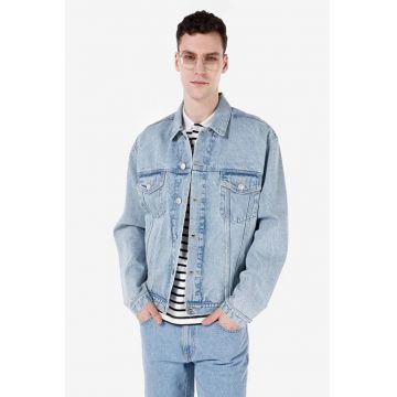 Jacheta din denim cu aspect decolorat