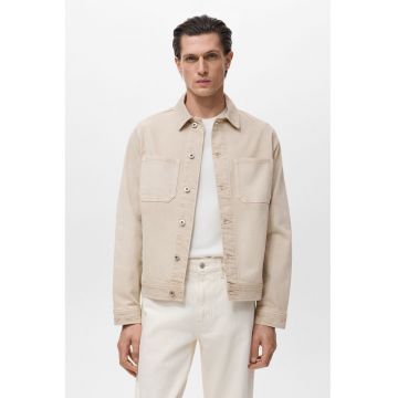 Jacheta slim-fit din denim cu buzunare aplicate - Bej deschis