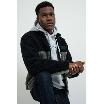 Jacheta teddy cu aplicatie logo - Negru/Gri