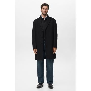 Palton midi din amestec de lana - Negru