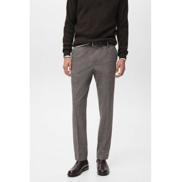 Pantaloni chino cu model houndstooth - Grej