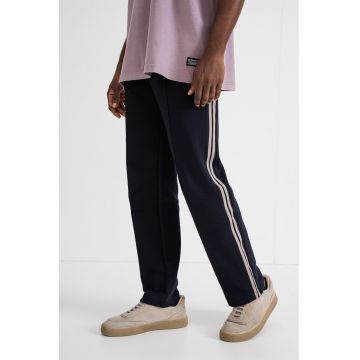 Pantaloni cu snur si benzi contrastante - Negru