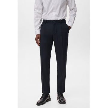 Pantaloni eleganti cu croiala conica - Albastru inchis