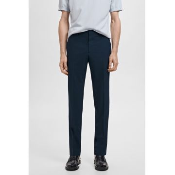 Pantaloni eleganti cu model uni - Albastru petrol