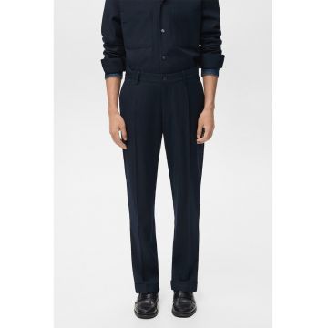 Pantaloni eleganti regular-fit din amestec de lana - Bleumarin