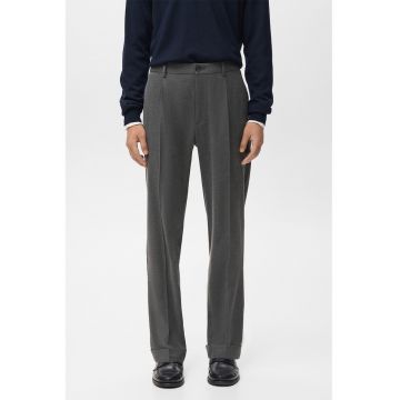 Pantaloni eleganti regular-fit din amestec de lana - Gri deschis melange