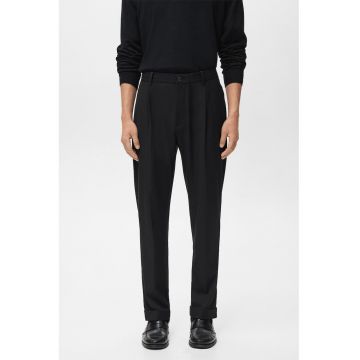Pantaloni eleganti regular-fit din amestec de lana - Negru