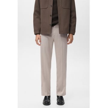 Pantaloni regular-fit cu buzunare si talie medie - Alb fildes