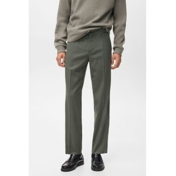 Pantaloni regular-fit cu buzunare si talie medie - Gri inchis