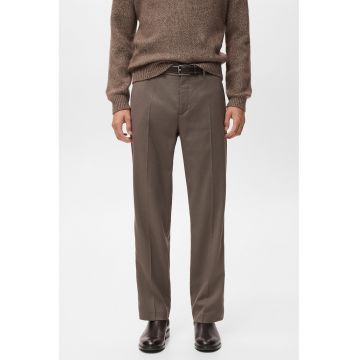 Pantaloni regular-fit cu buzunare si talie medie - Maro inchis