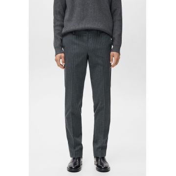 Pantaloni regular-fit din amestec de bumbac cu talie medie - Gri inchis